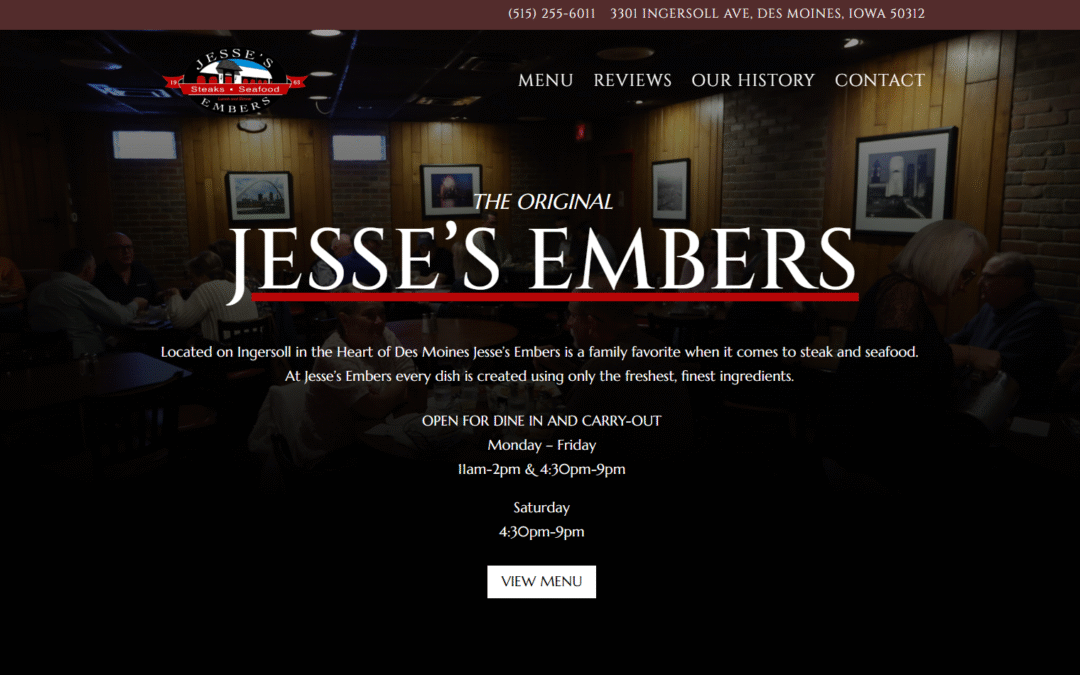 Jesse’s Embers Restaurant Website Redesign